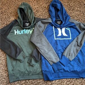 Hurley Men's Green and Blue Hoodies